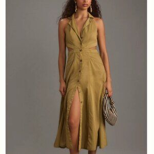 Pilcro pale olive halter dress